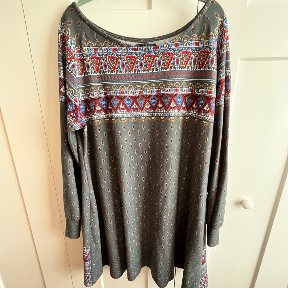 Ice Silk Grey Sweater Tunic 1X
